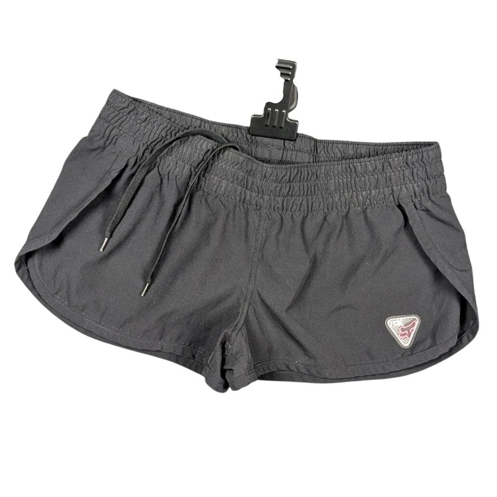 Fox Racing Women Black Active Motocross Shorts Small Logo Graphic Drawstring